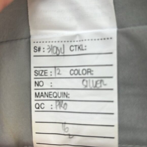 Mori Lee Mini Formal Dress Silver/Gray Lace Ribbon Bow Button-back Sleeveless 12 - Picture 11 of 13